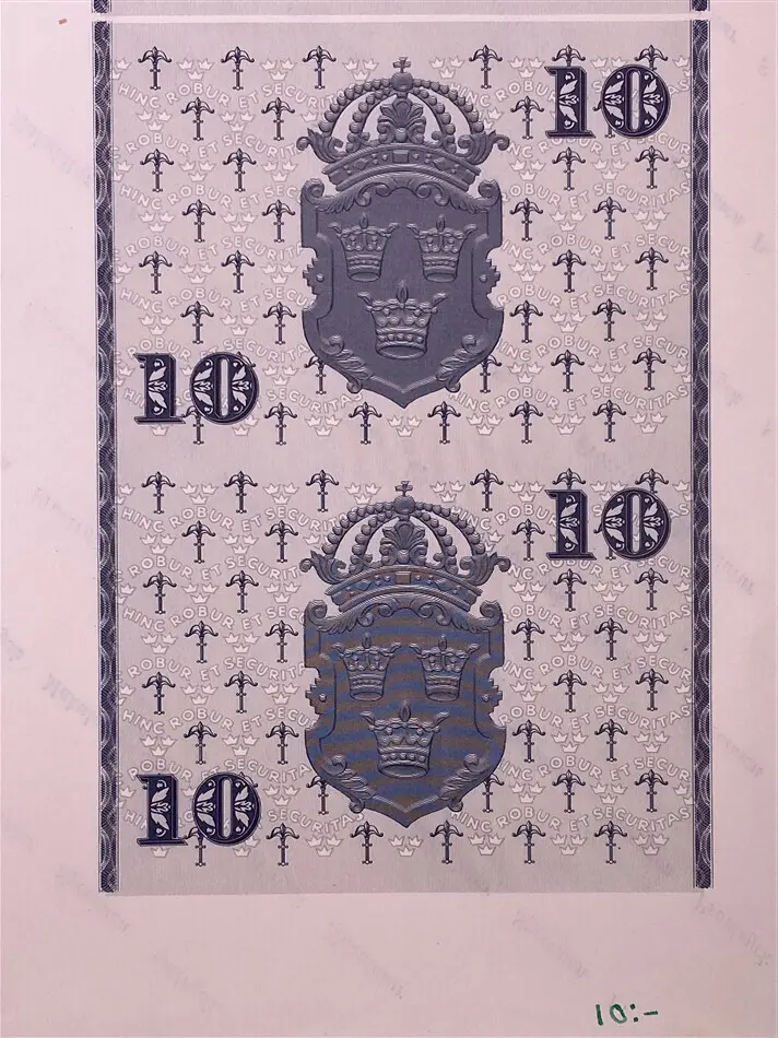 10-kronorsssedel med tryckår 1940-1962