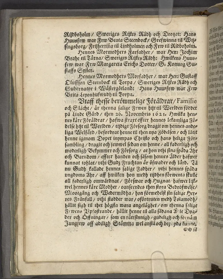 Lijkpredikan, öfwer then ädle och welborne frwen, Frw Maria Eleonora Soop, frw til Lais, Ekeby och Linde ... vthi Käreboos socknekyrckia, then 13. Septemb. åhr 1652. Hållen ther sammastädes aff Olavo Laurelio ... Tryckt vthi Wästeråås aff Euchario Lauringer, anno mDCLII.