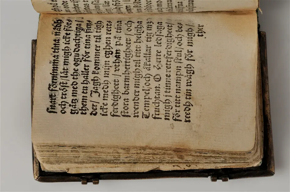Bönbok, titel: "Någhra gudeligha böner utdragna aff then helga scrifft", tryckt hos Amund Laurentzon, Stockholm 1559.