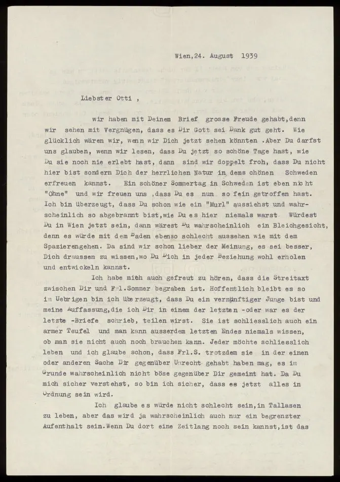 Bild på Brev från Elise och Josef Ullmann 1939-08-24