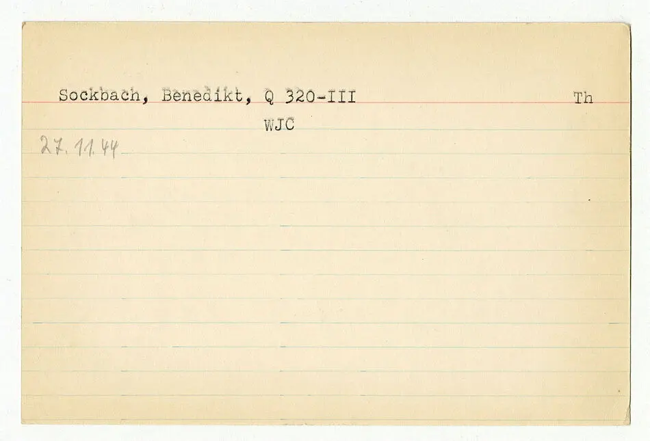 Registerkort Margit Klein och Benedikt Sockbach