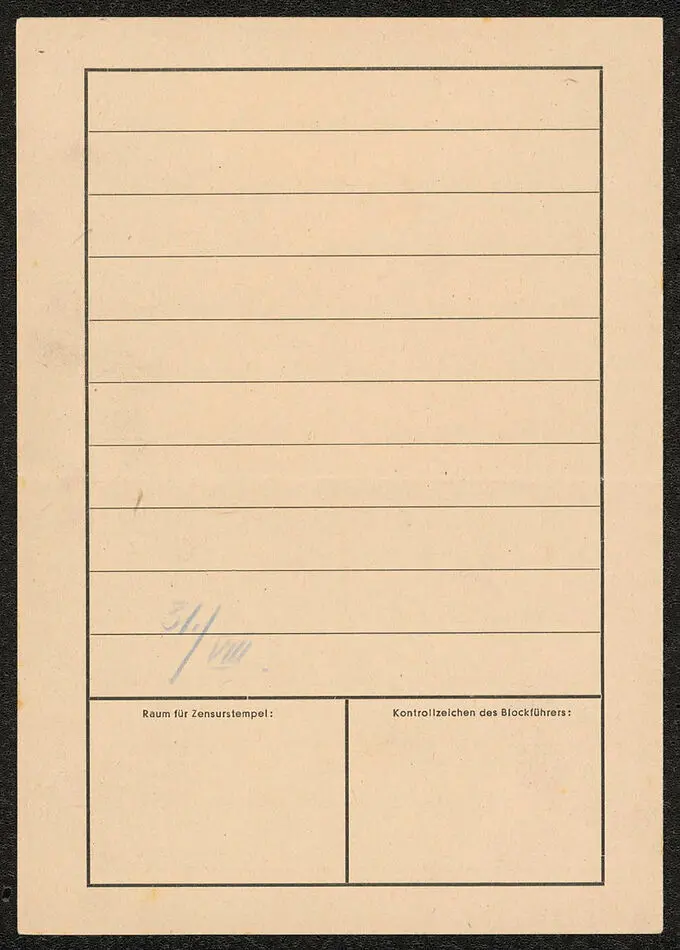 Brev från Ludwig i koncentrationslägret Dachau 3K 1941-08-31