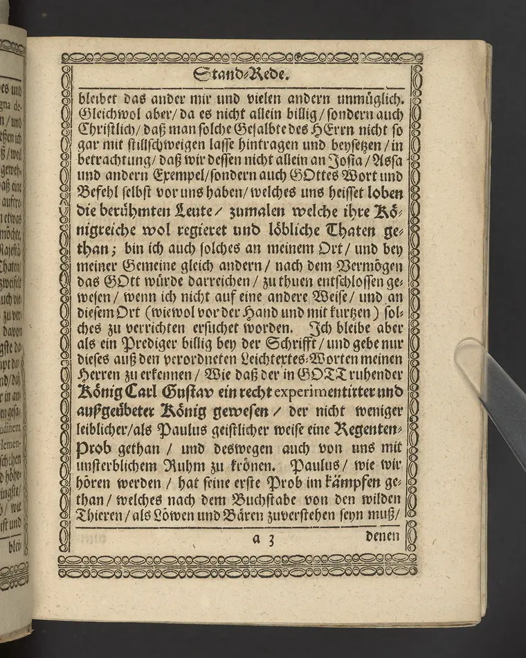 Lob eines rechtschaffenen, auszgeübeten und consummaten Königs, insonderheit aber des nunmehr in Gott ruhenden Carll Gustaffs der Schweden, Gothen und Wenden Königes ... zu vollführung derer in Alten Stettin angestellten Leich-Procession, in der Schloszkirche daselbst in einer Stand-Rede ... vorgestellet, von Ludovico Jacobi ... Mit kurtzer Beschreibung desselben Leich Conduicts, und dabey gepflogenen Solennitäten.