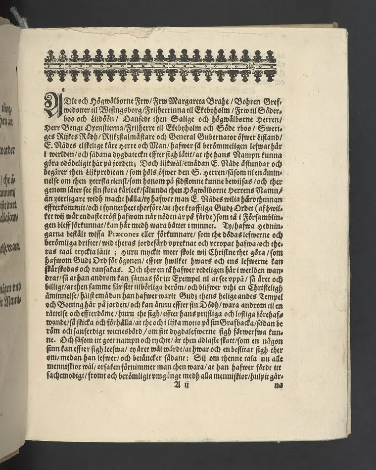 Lijkpredikan, öfwer... Herr Bengt Oxenstierna, Frijherre til Ekebyholm och Söderboo... Vthi Riddarholms Kyrckian, den 6. Augusti åår 1643. Så och en kort Relation, om then salige herrens stora förfarenhet och widt kring om werlden giorda resor... Tryckt aff Henrich Keyser 1644.