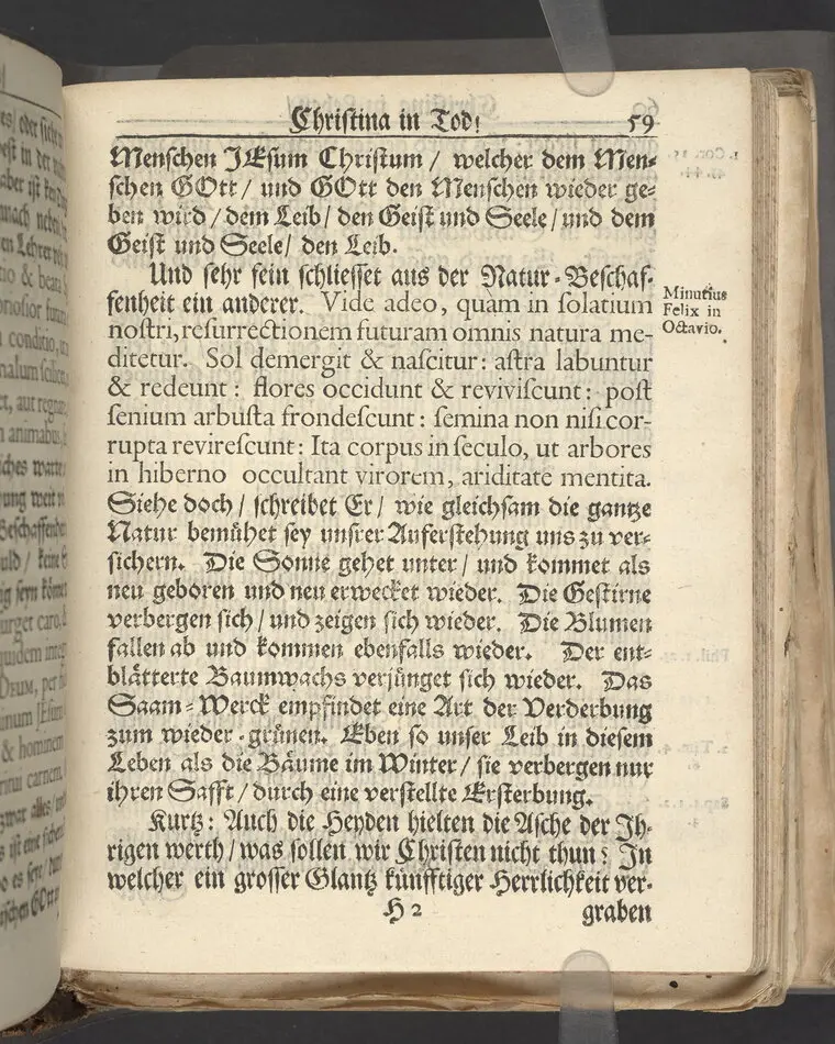 Christina in Leben/ Christina in Tod! Das ist Frühe doch lieb-volle Segen-Letze/ trauer-benehmende Trost-Letz/ und hoffnungs-volle Glaubens-Letze/ der weyland wohl-ehrbarn und gross-ehren tugendreichen Frauen Fr. Christina Grönin, gebornen Scharen-Bergin, desz wohl-ehren-vesten, grosz-achtbaren auch wohl-fürnehmen Herren Werner Gröns/ vornehmen Kauf-und Handels-Herren in hiesiger Königl. Residenz-Stadt Stockholm Herz-geschätzen Ehe-Gattin/ als deren verblichener Leichnam den 8 Maj-Monats, laufenden 1698-sten Heil-Jahrs, in Maria Magdalena Kyrch bey so wohl hoher/ als sonst ungemeiner Versamlung/ zur sanfften Erden-Ruh gebracht wurde/ zu inniger Trost-fasung vorgestellet von Johann Jacob Leibniz/ der h. Schrifft D. der löbl. Teutsschen Gemeine Past. und Consist. Assess. Stockholm/ Gedrucht bey Henrich Keysern/ J.K.Maejest: und der Acad. in Ups. Buchdrucker