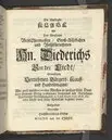 Der wohlbelohnte Gerechte, als der Weyland wohl-ehrenveste ... Diedrich von der Liedt, wohlbenahmter Kauff- und Handels-Mann in dieser königlichen Residentz-Stad Stockholm, und der hiesigen löblichen deutschen Kirchen wohlverordneter Eltester und Vorsteher, den 22. April, im Jahr Christi 1700. in der St. Nicolai Kirchen, bey volckreicher Versamlung, ansehnlich zur Erden bestetiget worden, fürgestellet aus dem 16. und 17. Versickeln des 5. Capitels des Buchs der Weiszheit, von M. Ægidio Strauchen ... Stockholm, gedruckt bey Olao Enæo, königl. Antiq. Arch. Buchdr.
