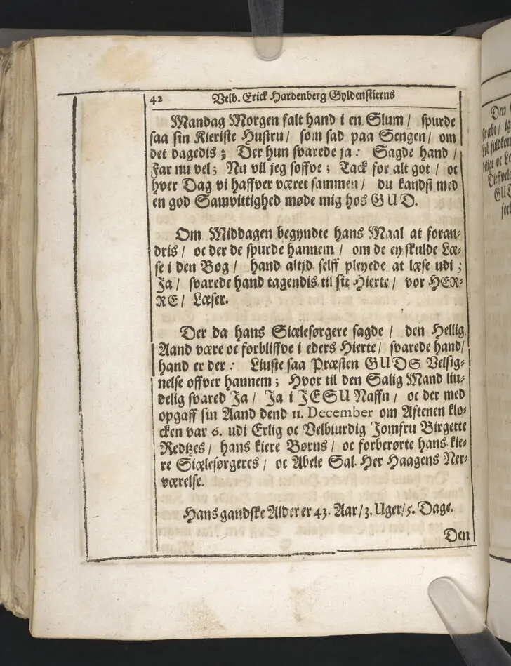 Guds börns stora bitterhed i denne jordiske fred... Da den erlig oc velbiurdig mand, Erick Hardenberg Gyldenstiern. Herre til Svanholm oc Karssholm... udi vor Frue Kircke udi Ydsted bleff bestädiget den 23 Januarij anno 1666. Oc forklaret aff Hans Hanssøn Resener... Tryckt i Malmø, aff Vitus Haberegger, aar 1667.