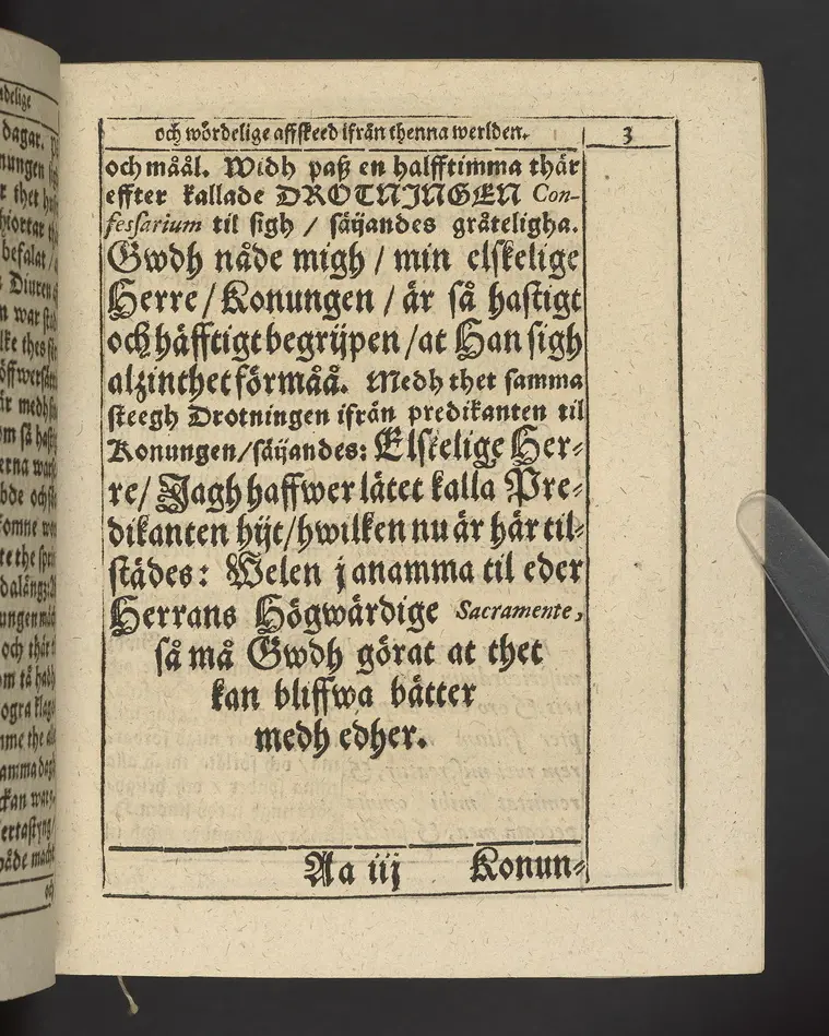 Agon regius, konglige Majesteetz till Swerige etc. H. Johans III... dödzkamp... Anteknat förste gången... på latiniskt språk... Dn. Jona Petri Nericio... Men nu... besmyckiat... medh Threnodia dramatica och... Drotningz Gunilæ epithaphijs... ich en... oration om... konungens... leffwerne... authore, Sylvestro Johan. Phrygio... Holmiæ A.C. 1620.
