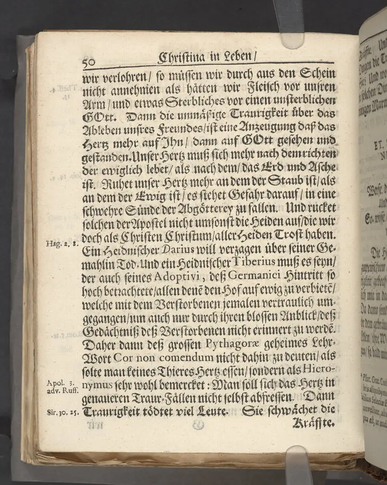 Christina in Leben/ Christina in Tod! Das ist Frühe doch lieb-volle Segen-Letze/ trauer-benehmende Trost-Letz/ und hoffnungs-volle Glaubens-Letze/ der weyland wohl-ehrbarn und gross-ehren tugendreichen Frauen Fr. Christina Grönin, gebornen Scharen-Bergin, desz wohl-ehren-vesten, grosz-achtbaren auch wohl-fürnehmen Herren Werner Gröns/ vornehmen Kauf-und Handels-Herren in hiesiger Königl. Residenz-Stadt Stockholm Herz-geschätzen Ehe-Gattin/ als deren verblichener Leichnam den 8 Maj-Monats, laufenden 1698-sten Heil-Jahrs, in Maria Magdalena Kyrch bey so wohl hoher/ als sonst ungemeiner Versamlung/ zur sanfften Erden-Ruh gebracht wurde/ zu inniger Trost-fasung vorgestellet von Johann Jacob Leibniz/ der h. Schrifft D. der löbl. Teutsschen Gemeine Past. und Consist. Assess. Stockholm/ Gedrucht bey Henrich Keysern/ J.K.Maejest: und der Acad. in Ups. Buchdrucker