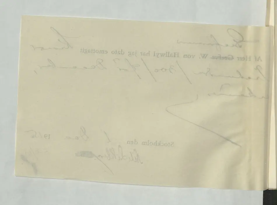 Emottagande av arvode gällande Nils Lithberg, 1915