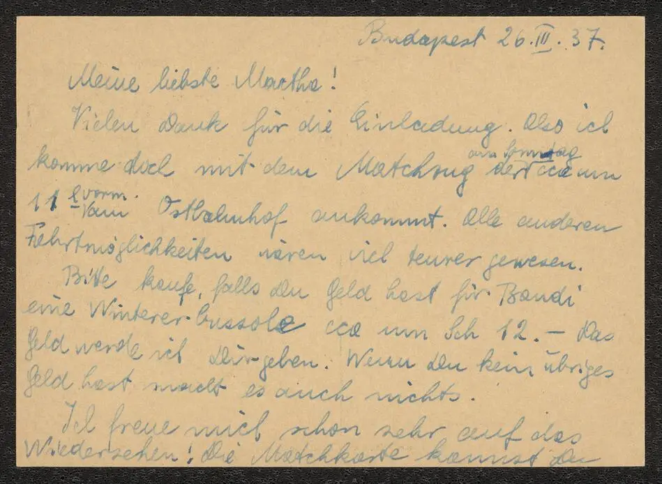 Bild på Brev från Stefan Böhm till Martha Böhm 1937-03-26