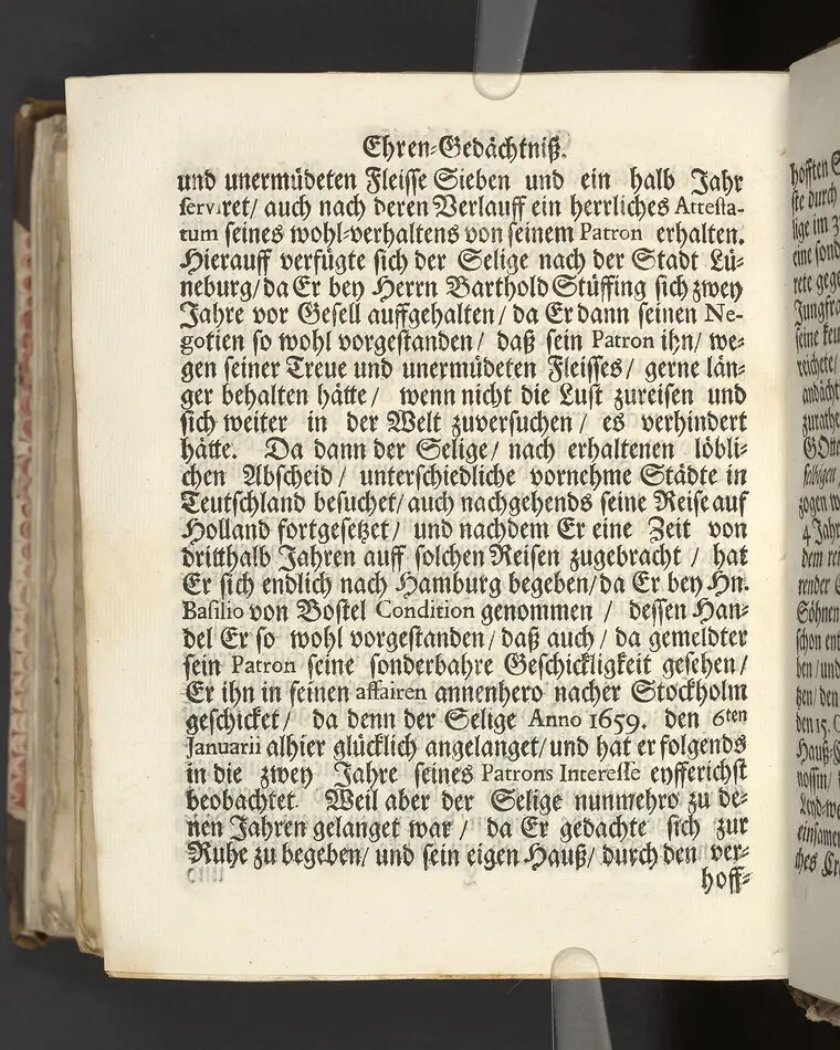 Der wohlbelohnte Gerechte, als der Weyland wohl-ehrenveste ... Diedrich von der Liedt, wohlbenahmter Kauff- und Handels-Mann in dieser königlichen Residentz-Stad Stockholm, und der hiesigen löblichen deutschen Kirchen wohlverordneter Eltester und Vorsteher, den 22. April, im Jahr Christi 1700. in der St. Nicolai Kirchen, bey volckreicher Versamlung, ansehnlich zur Erden bestetiget worden, fürgestellet aus dem 16. und 17. Versickeln des 5. Capitels des Buchs der Weiszheit, von M. Ægidio Strauchen ... Stockholm, gedruckt bey Olao Enæo, königl. Antiq. Arch. Buchdr.