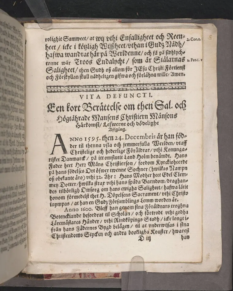 Een christeligh lijkpredikan, öfwer ... Christiern Måns-son, hwars salighe lekamen ... bleff begrafwen ... i Ramnäsz kyrckio, åhr 1659. then 18 febr. Hållen aff doct. Olavo Laurelio ... Tryckt vthi Wästerås aff Euchario Lauringer, åhr 1659.
