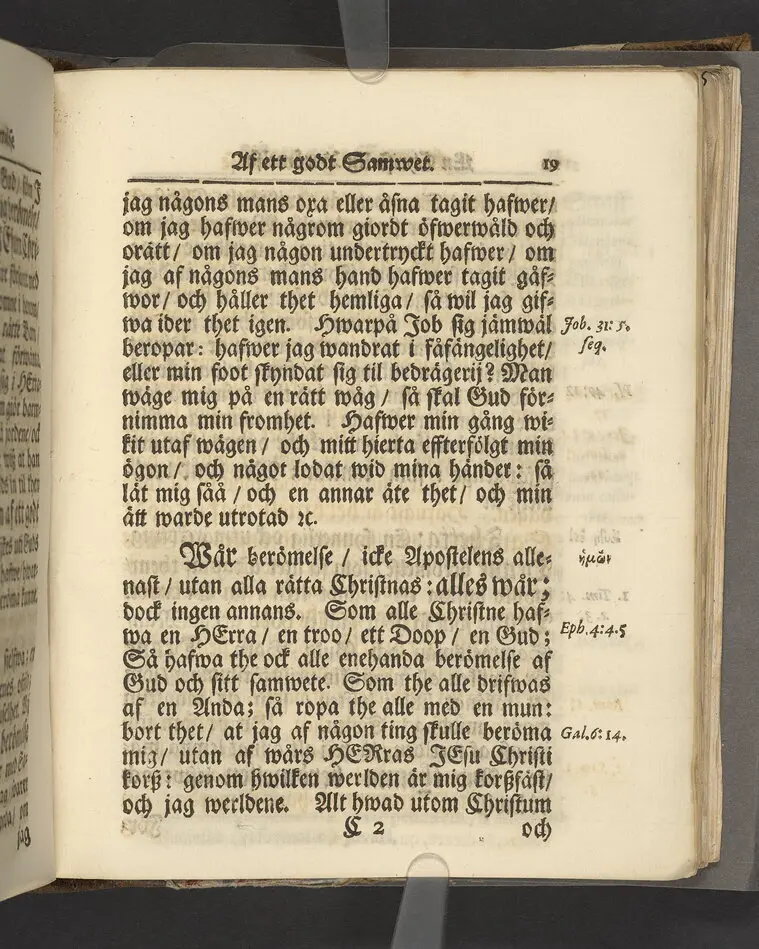 Gloriatio christiana, det är, en christelig berömelse af ett godt samwet. Hwilken den helige apostelen hafwer föreskrifwit; fordom kongl. may:ts tro-tienare ock Norkiöpings stads politie-borgmästare ... Carl Johansson altid älskat; och wid des jorde-färd uti en folckrijk församling den 23 febr. år 1708. allom christnom til efterdöme lemnat Petrus Asp ... Stockholm, tryckt, uti kongl. boktryckerie hos Joh. H. Werner, 1709.