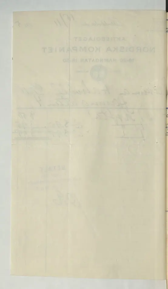 Kvitto från Aktiebolaget Nordiska Kompaniet, 1915