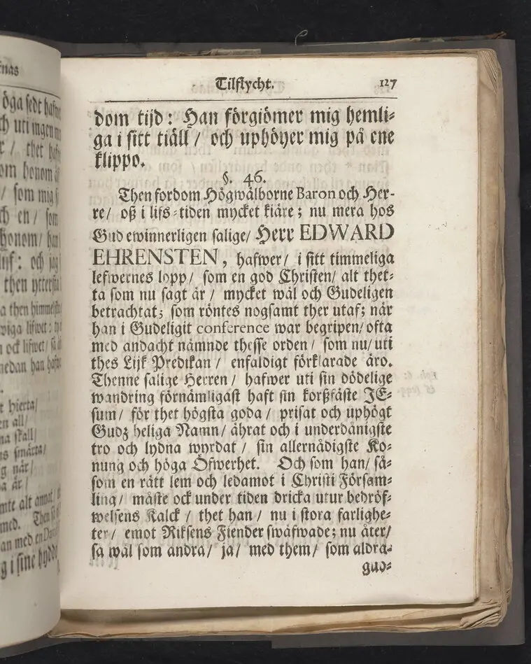 Asylum christianorum, eller The christnas tilflycht, betrachtat uti en enfaldig och gudelig lijk-predikan, i anledning af psalmen Davids 27. v. 5. öfwer hans kongl. may:tz wår allernådigste konungs tro-tienare ... nu hos Gud ewinnerligen salige, hr. Edvard Ehrensteen ... uti många höga personers, samt en ansenlig församlings närwaro, hållen i Öster Åkers kyrckia, den 29 jan. 1712. Af Gustaf Hallman ... Stockholm, hos Joh. Henr. Werner, kongl. may:tz och Upsala acad. boktr. 1713.