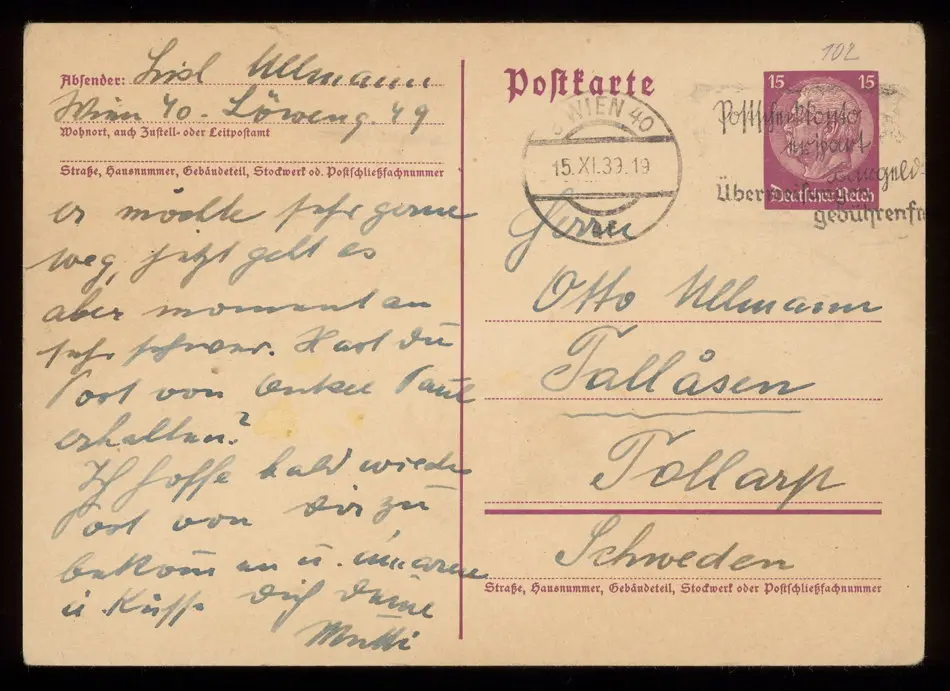 Brev från Elise och Josef Ullmann 1939-11-15
