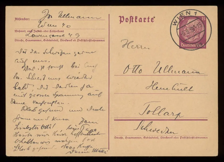 Brev från Elise och Josef Ullmann 1939-08-06