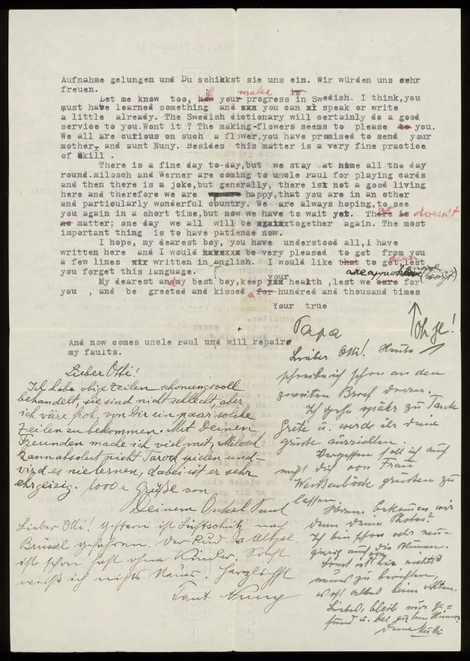 Brev från Elise, Josef Ullmann, Minna "Nuny" Kollmann och Paul Kollmann 1939-02-23