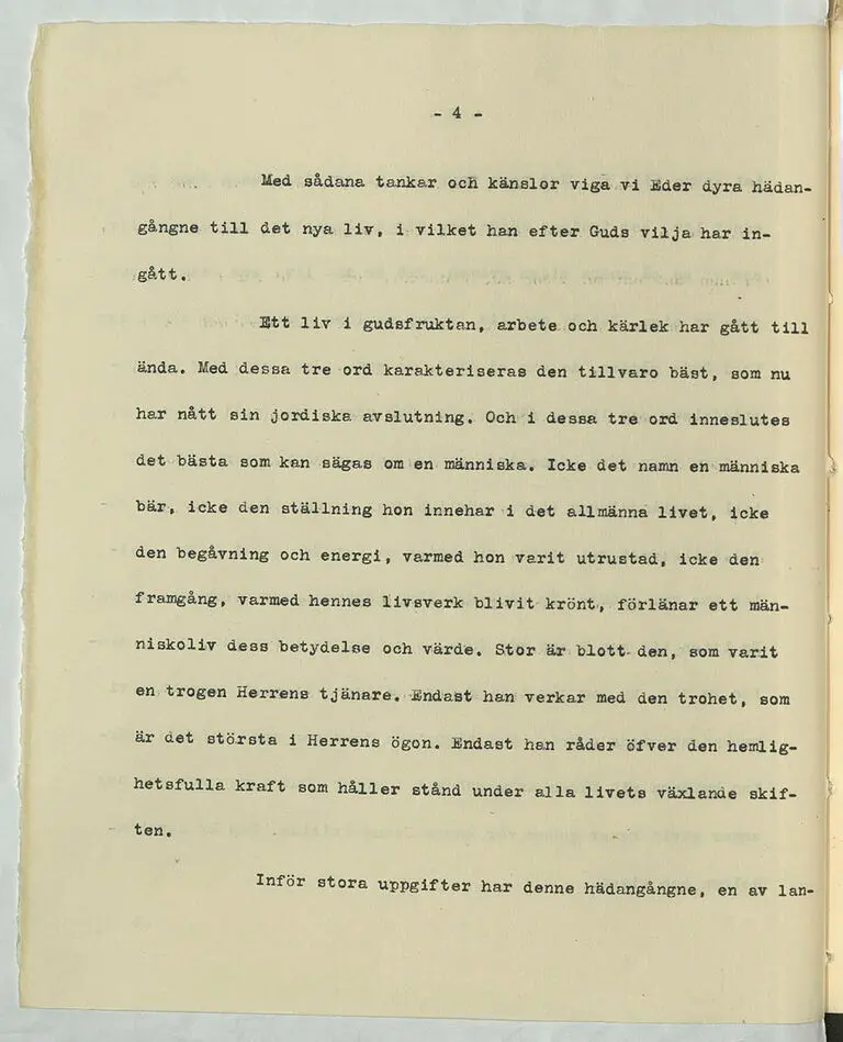 Tal vid Greve Walther von Hallwyls begravning i Tyska St. Gertrudskyrkan av kyrkoherde Dr. G. Sterzel