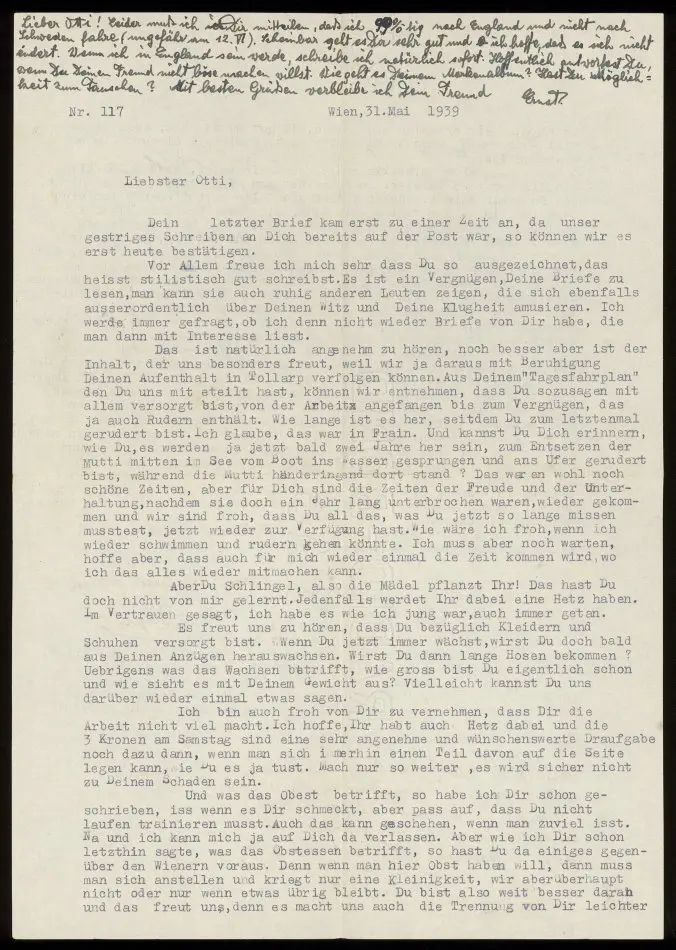 Bild på Brev från Elise, Josef Ullmann, Grete Kollmann och Ernst 1939-05-31