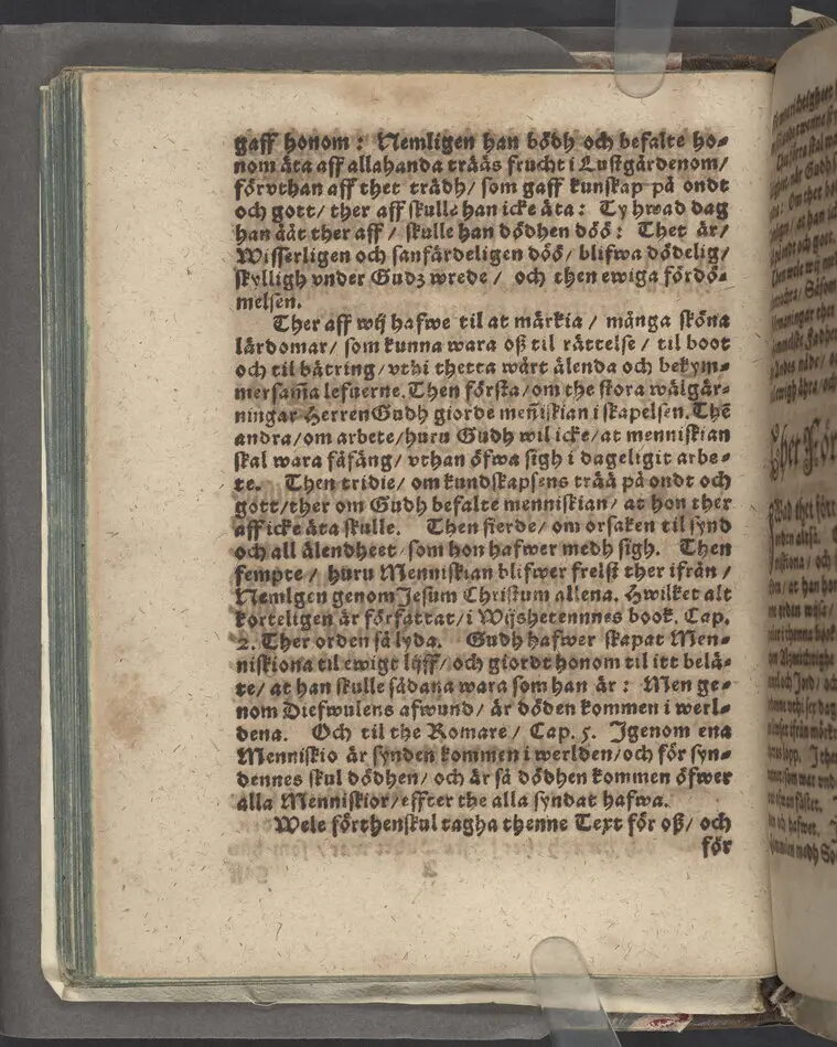 Then VI. lijkpredikningen ... vthi ... s. hustru Malins Måns Clemetsons, begraffning, i Bootkyrkia, then 31 maij, anno 1619.