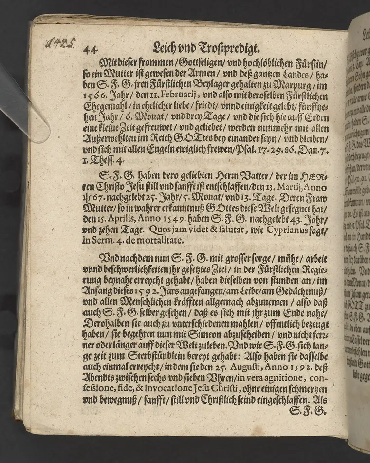 Ein Klagrede, über dem seligen und christlichen Abschied ... desz ... Herrn Wilhelens, Landgraffen zu Hessen, Graffen zu Catzenelnbogen ... anno 1592 ... Gehalten den 10. septembris in der Newenstatt zu Cassel, durch Johannem Strackium ... Gedruckt zu Marpurg, durch Paulum Egenolff, im Jahr, MDXCIII.