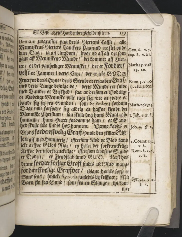 Guds börns stora bitterhed i denne jordiske fred... Da den erlig oc velbiurdig mand, Erick Hardenberg Gyldenstiern. Herre til Svanholm oc Karssholm... udi vor Frue Kircke udi Ydsted bleff bestädiget den 23 Januarij anno 1666. Oc forklaret aff Hans Hanssøn Resener... Tryckt i Malmø, aff Vitus Haberegger, aar 1667.