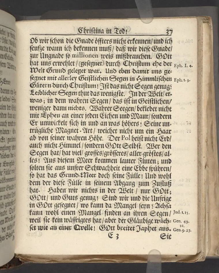 Christina in Leben/ Christina in Tod! Das ist Frühe doch lieb-volle Segen-Letze/ trauer-benehmende Trost-Letz/ und hoffnungs-volle Glaubens-Letze/ der weyland wohl-ehrbarn und gross-ehren tugendreichen Frauen Fr. Christina Grönin, gebornen Scharen-Bergin, desz wohl-ehren-vesten, grosz-achtbaren auch wohl-fürnehmen Herren Werner Gröns/ vornehmen Kauf-und Handels-Herren in hiesiger Königl. Residenz-Stadt Stockholm Herz-geschätzen Ehe-Gattin/ als deren verblichener Leichnam den 8 Maj-Monats, laufenden 1698-sten Heil-Jahrs, in Maria Magdalena Kyrch bey so wohl hoher/ als sonst ungemeiner Versamlung/ zur sanfften Erden-Ruh gebracht wurde/ zu inniger Trost-fasung vorgestellet von Johann Jacob Leibniz/ der h. Schrifft D. der löbl. Teutsschen Gemeine Past. und Consist. Assess. Stockholm/ Gedrucht bey Henrich Keysern/ J.K.Maejest: und der Acad. in Ups. Buchdrucker