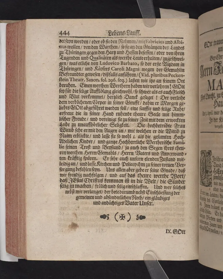 Der Vortrefflichste Christen-Adel/ In einer Christlichen Leichen-Predigt/ Tages vorher/ ehe Des ... Herrn Friedrichs von Werthern ... Der Röm. Käyserl. Maj. und des Heil. Röm. Reichs Erb-Cammer-Thürhüters .. Am 21. Decembr. 1686. Selig-verblichener Leichnam von Dreßden aus nacher Cölleda ... zu seinem Erb-Begräbnüß gebracht zu werden/ abgeführet worden.
