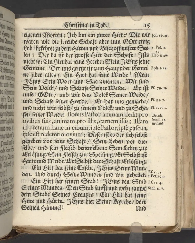 Christina in Leben/ Christina in Tod! Das ist Frühe doch lieb-volle Segen-Letze/ trauer-benehmende Trost-Letz/ und hoffnungs-volle Glaubens-Letze/ der weyland wohl-ehrbarn und gross-ehren tugendreichen Frauen Fr. Christina Grönin, gebornen Scharen-Bergin, desz wohl-ehren-vesten, grosz-achtbaren auch wohl-fürnehmen Herren Werner Gröns/ vornehmen Kauf-und Handels-Herren in hiesiger Königl. Residenz-Stadt Stockholm Herz-geschätzen Ehe-Gattin/ als deren verblichener Leichnam den 8 Maj-Monats, laufenden 1698-sten Heil-Jahrs, in Maria Magdalena Kyrch bey so wohl hoher/ als sonst ungemeiner Versamlung/ zur sanfften Erden-Ruh gebracht wurde/ zu inniger Trost-fasung vorgestellet von Johann Jacob Leibniz/ der h. Schrifft D. der löbl. Teutsschen Gemeine Past. und Consist. Assess. Stockholm/ Gedrucht bey Henrich Keysern/ J.K.Maejest: und der Acad. in Ups. Buchdrucker