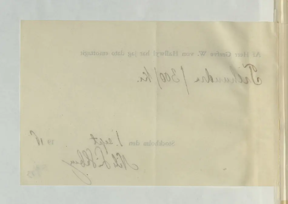 Emottagande av arvode gällande Nils Lithberg, 1916