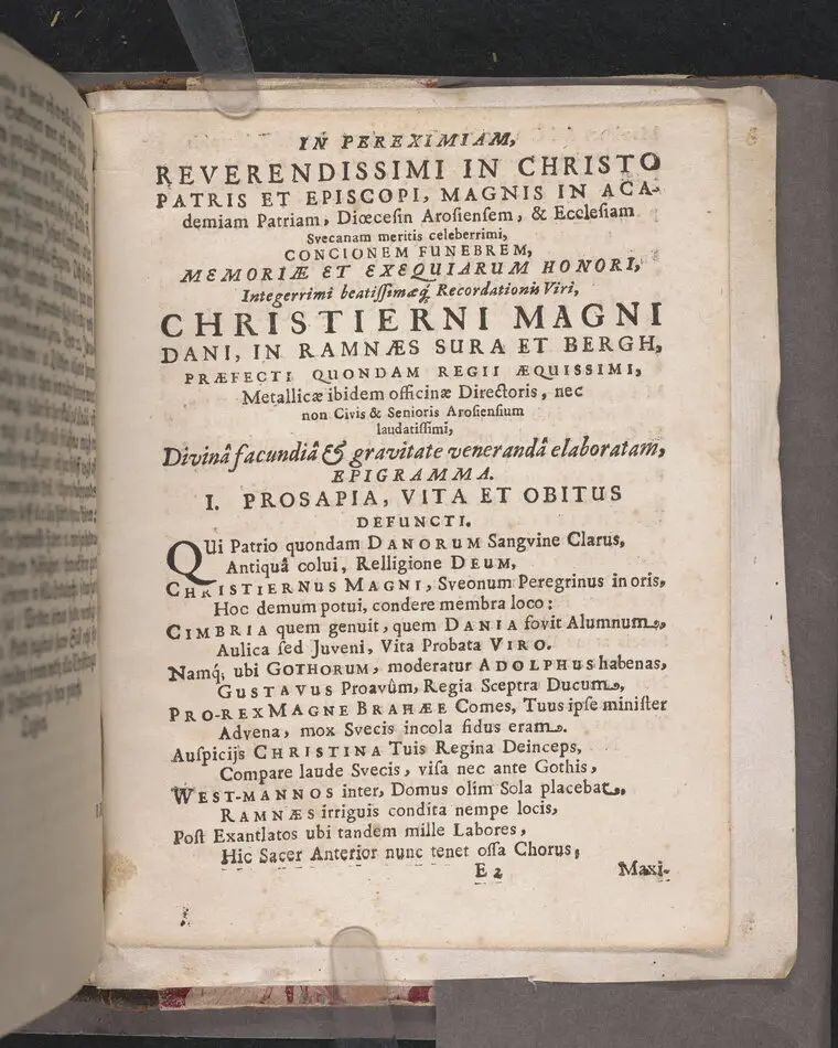 Een christeligh lijkpredikan, öfwer ... Christiern Måns-son, hwars salighe lekamen ... bleff begrafwen ... i Ramnäsz kyrckio, åhr 1659. then 18 febr. Hållen aff doct. Olavo Laurelio ... Tryckt vthi Wästerås aff Euchario Lauringer, åhr 1659.