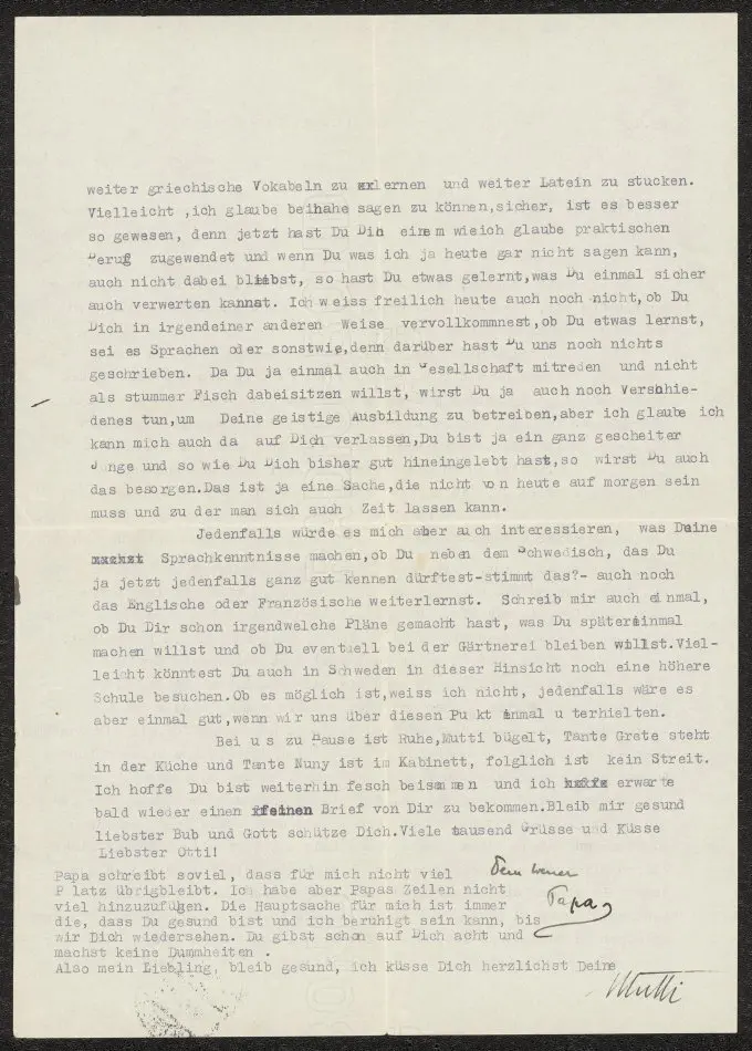 Brev från Elise och Josef Ullmann 1939-07-13